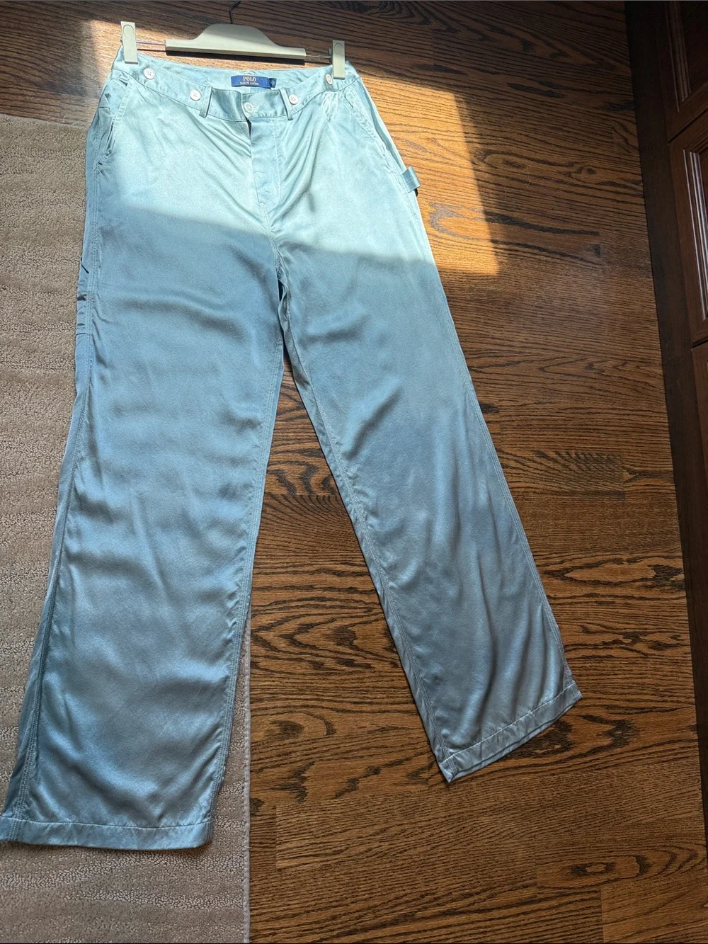 Polo Ralph Lauren Denim-Look Silk Charmeuse Cargo Pants